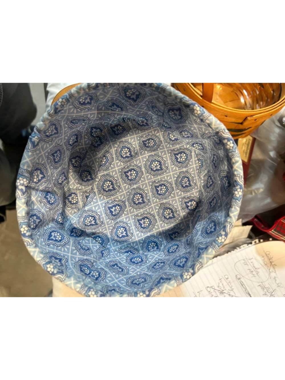 Longaberger button basket liner blue paisley